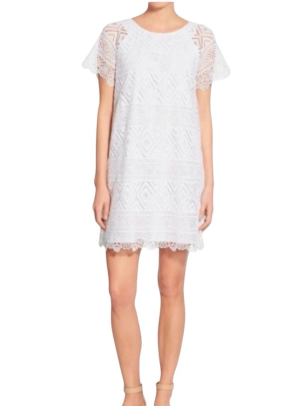 Madewell White Lace Eyelet Shift Dress size 2